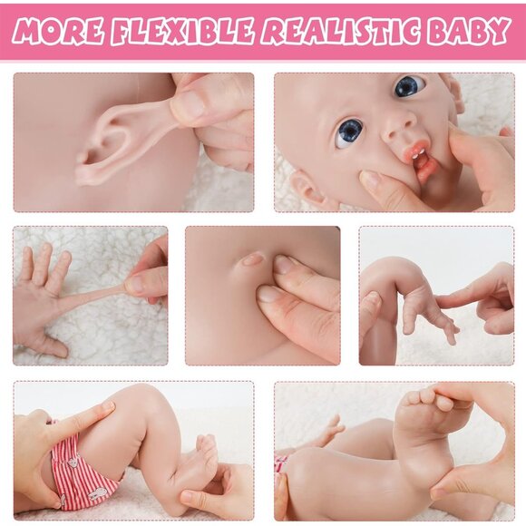 🆕21 inch Full Body Silicone Baby Dolls Girl with Clothes & Feeding Accessories - Picture 5 of 9